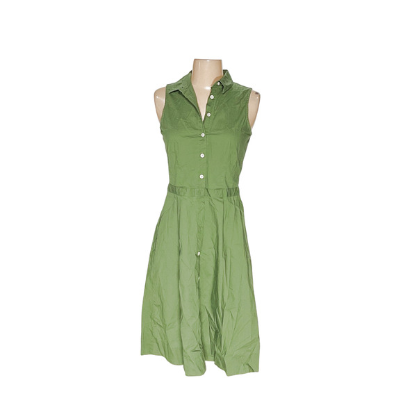 J.Crew Green Shirt Dress - Women's Size 0 - Midi Length - Picture 1 of 4